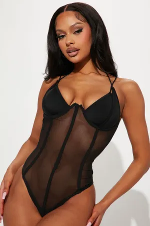 Alora Strappy Mesh Bodysuit - Black
