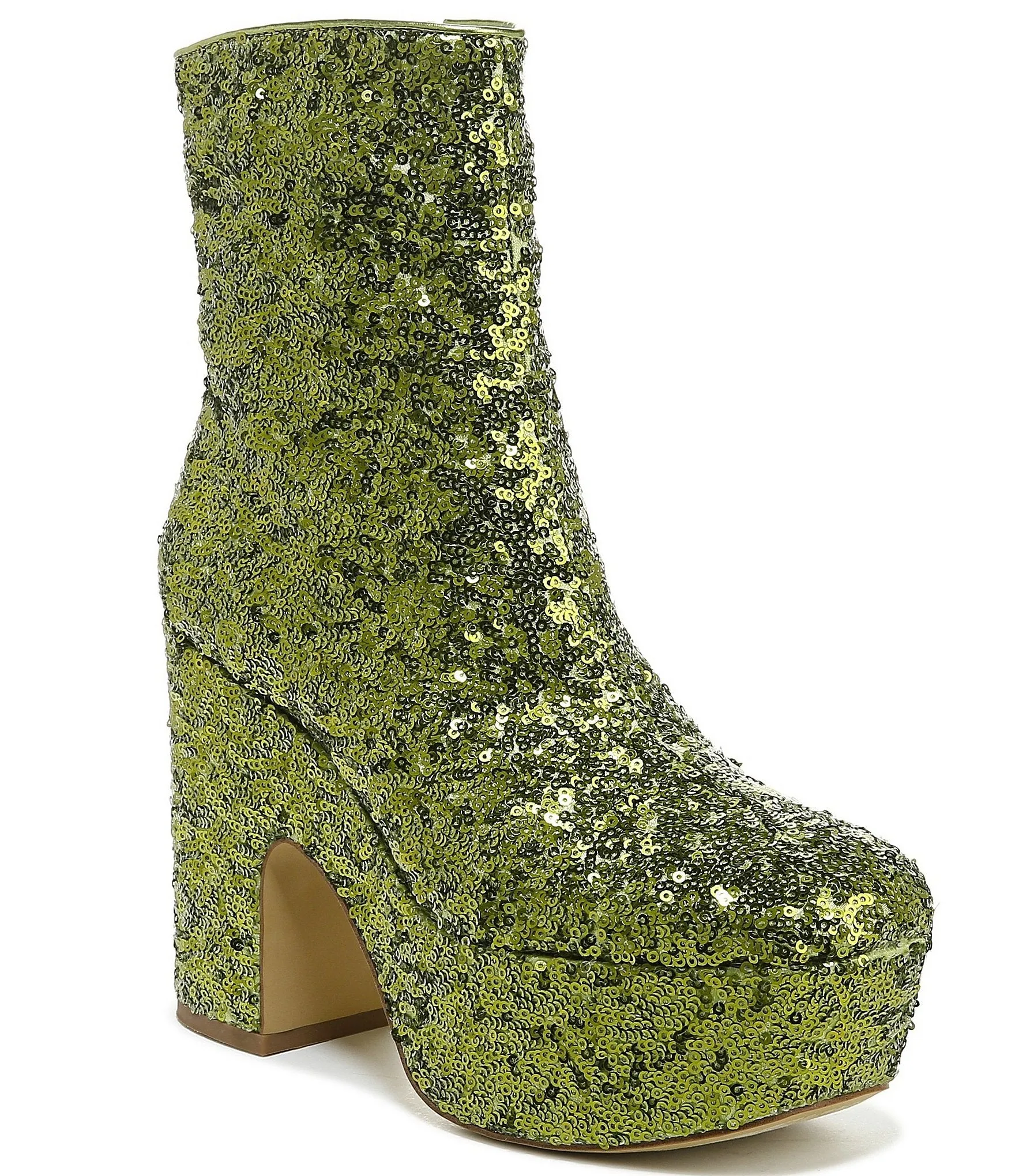 Circus By Sam Edelman Ilana Bright Jade Sequin Inside Zip Block High Heel Boots