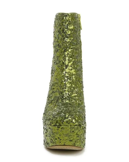 Circus By Sam Edelman Ilana Bright Jade Sequin Inside Zip Block High Heel Boots