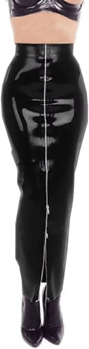 Goth Club PVC Leather Hobble Skirts for Women Sexy Bodycon Faux Leather Pencil Skirts