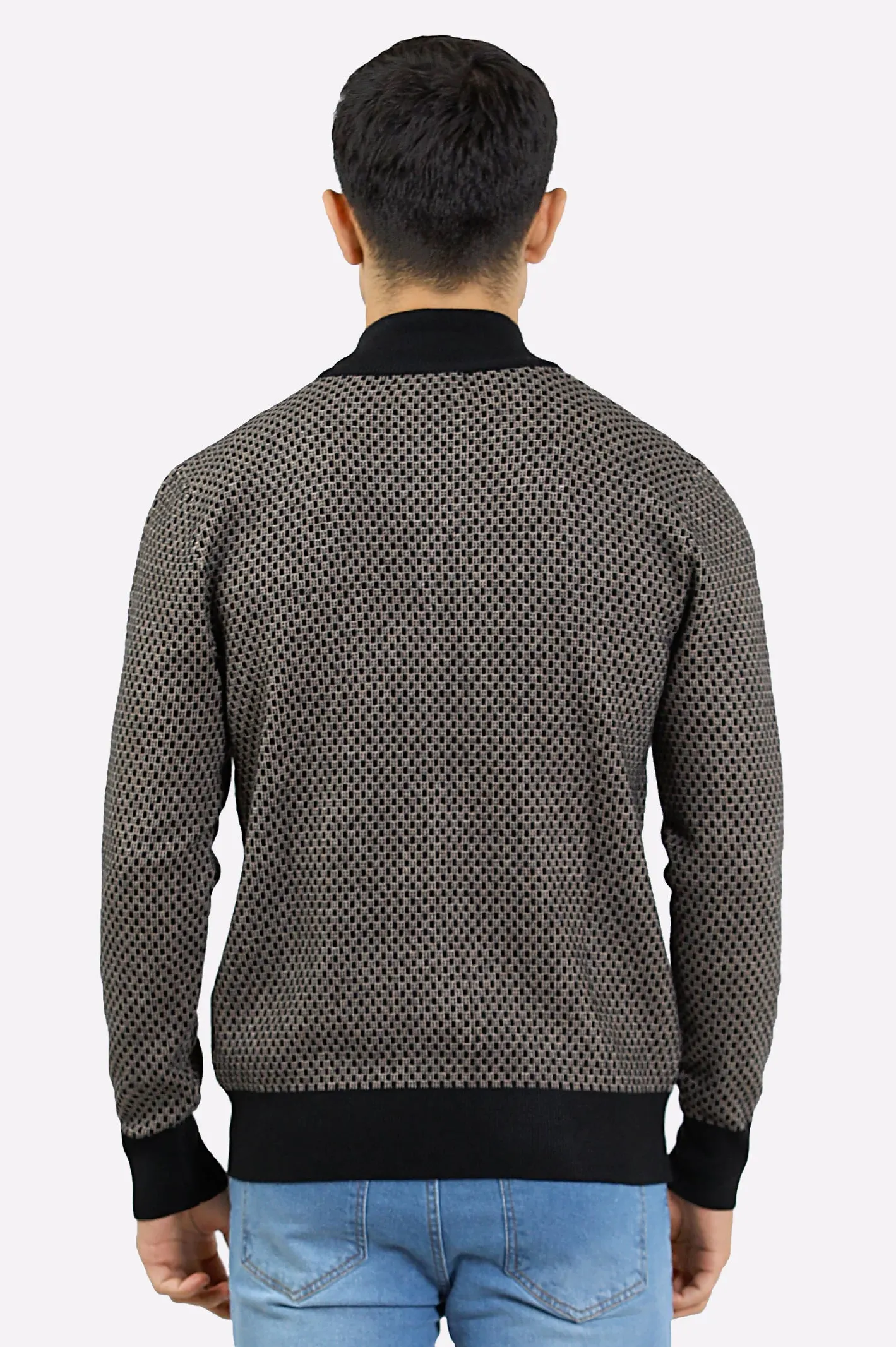 Men Black Zipper Cardigan