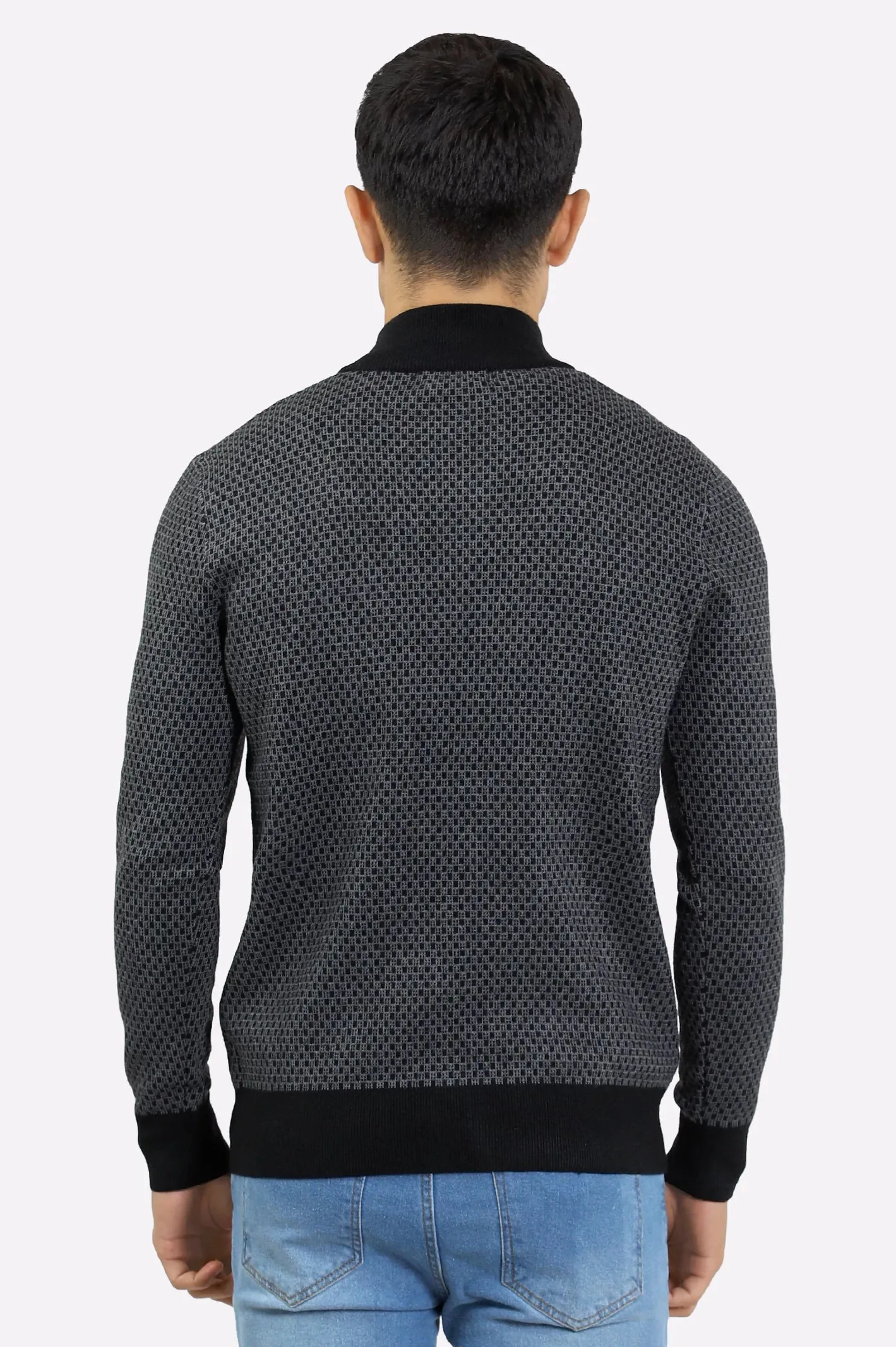 Men Grey Zipper Cardigan