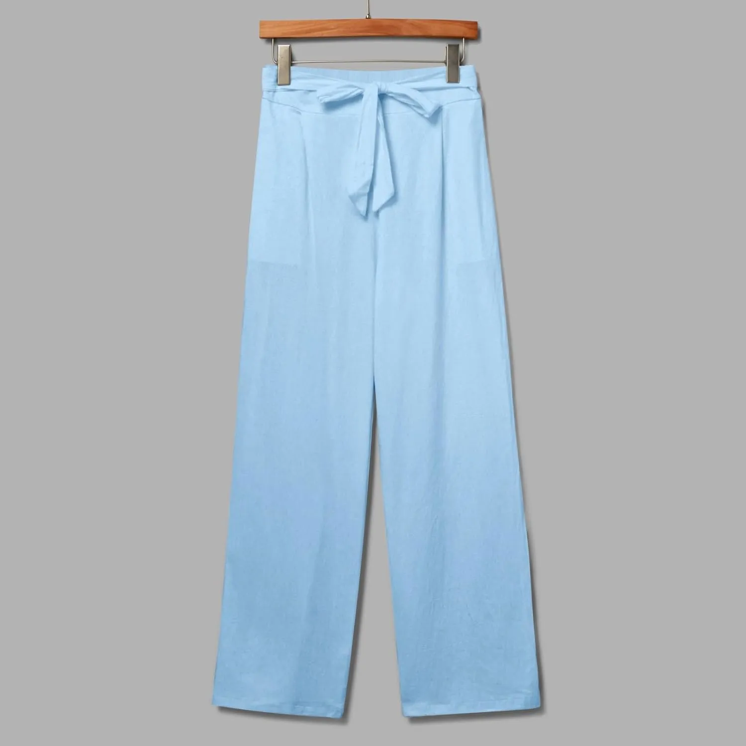 Women Linen Blend Summer Drawstring Pants Elastic Waist Bootcut Plus Size Pant Trousers Vacation