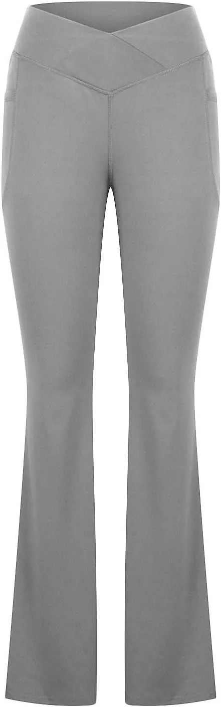 Women's Bootcut Yoga Pants High Waist Workout Yoga Pants Tummy Control Pant 4 Way Stretch Pants Trousers with Pockets