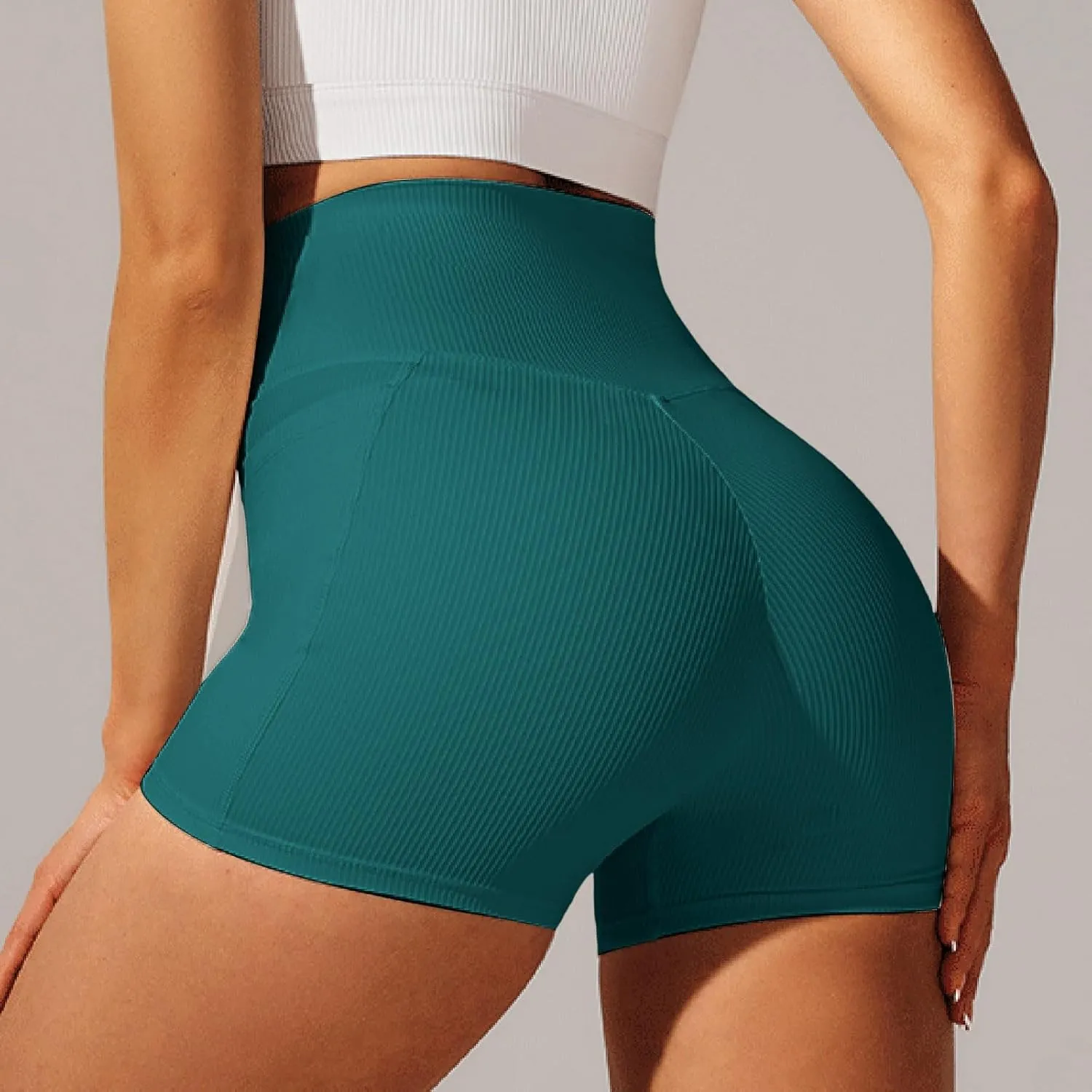 Womens High Waist Yoga Shorts Abdomen Control Training Running Pants Shorts for Women