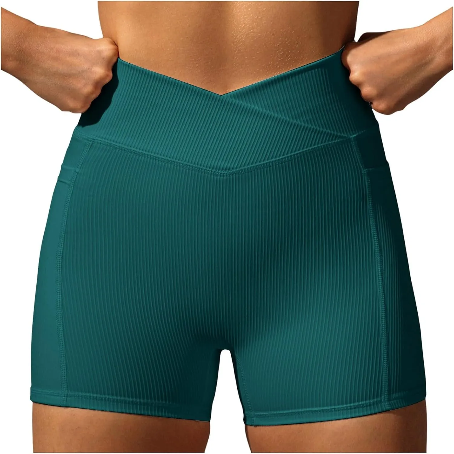 Womens High Waist Yoga Shorts Abdomen Control Training Running Pants Shorts for Women